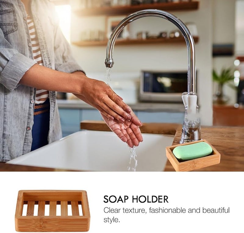 Cabilock Wood Soap Tray Holder with Drainage for Bathroom Shower Sink Home and Travel Use - Image 5